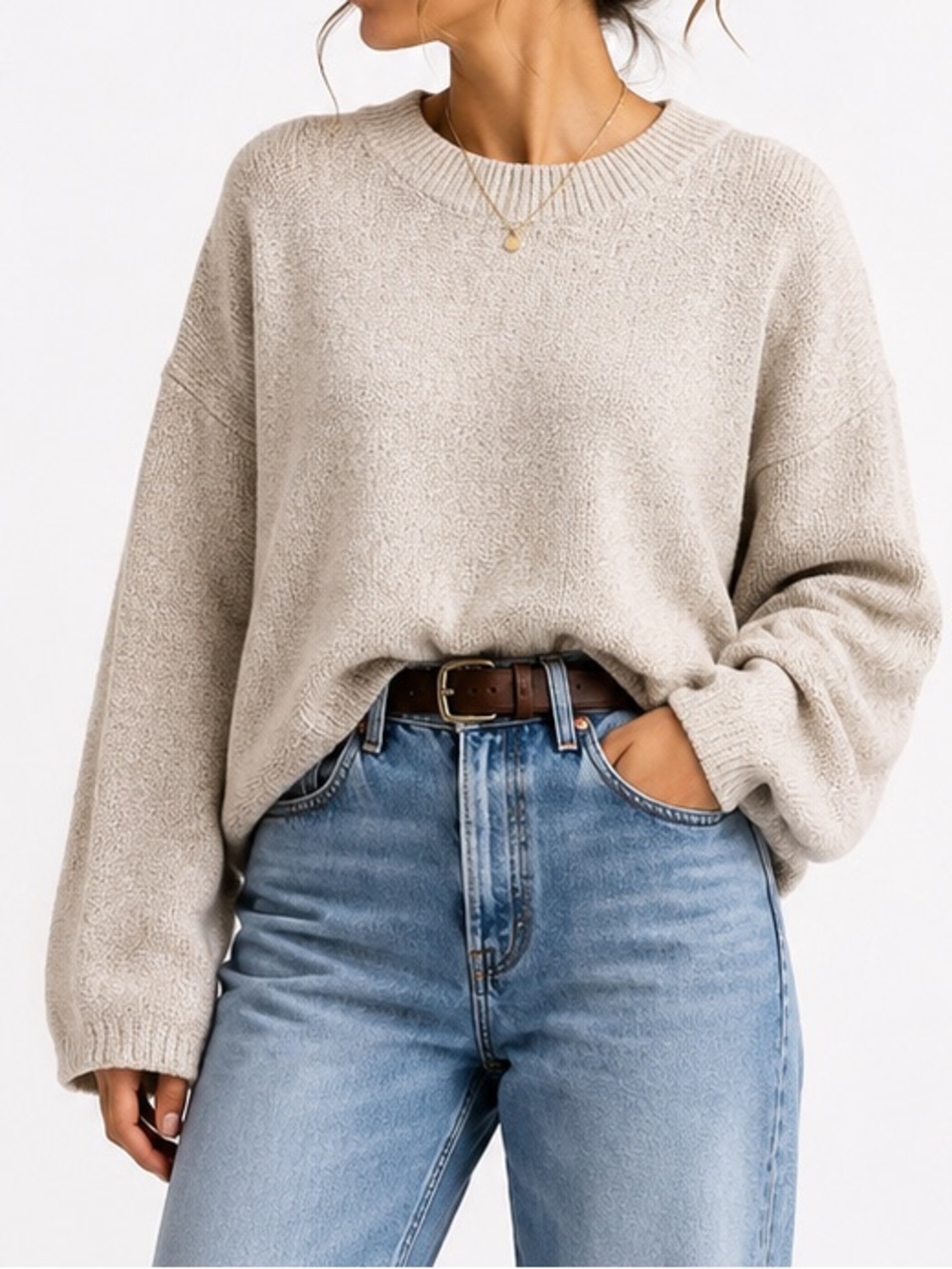 J. Jill Cream Relaxed Fit Knit Sweater